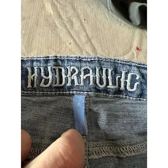 Hydraulic Jean skirt Tribeca mid rise womens denim skirt size 10 with pearls - Picture 11 of 12